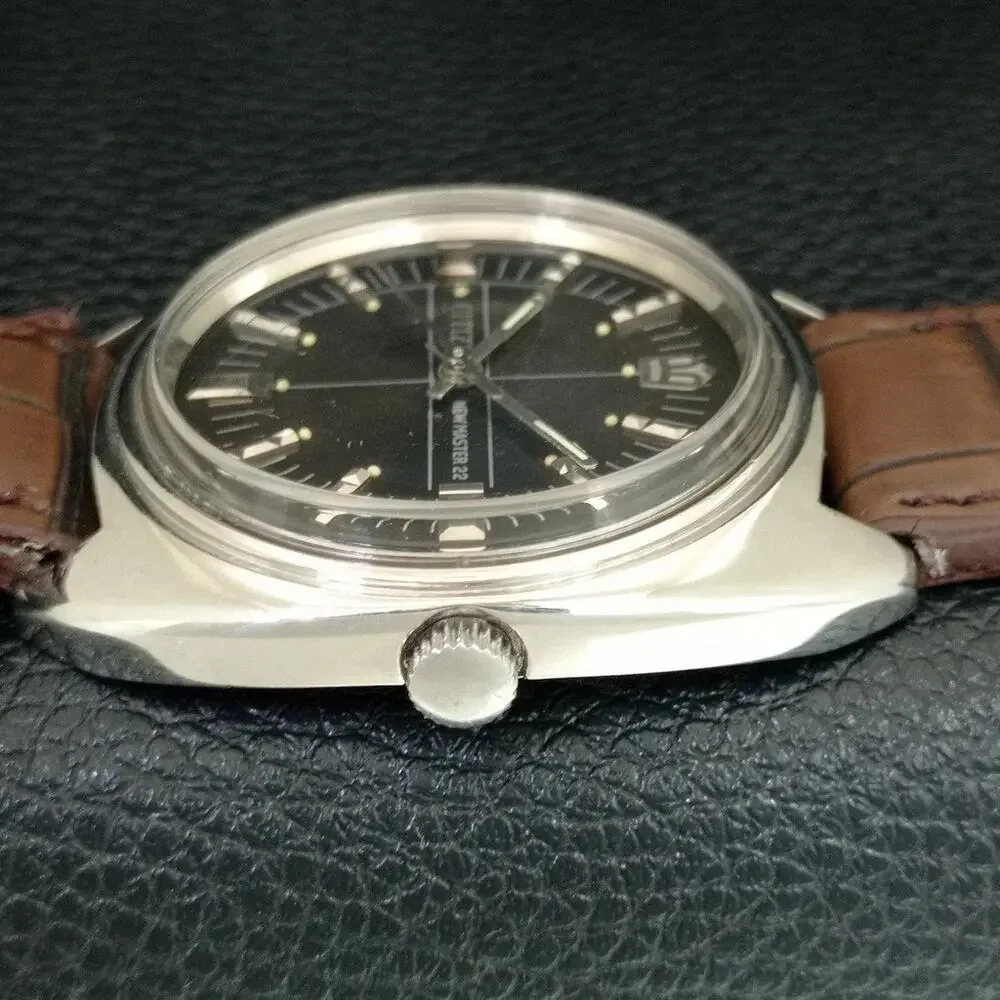 Vintage 1975 Citizen Manual Wound Mens Silver Watch & Silver accents